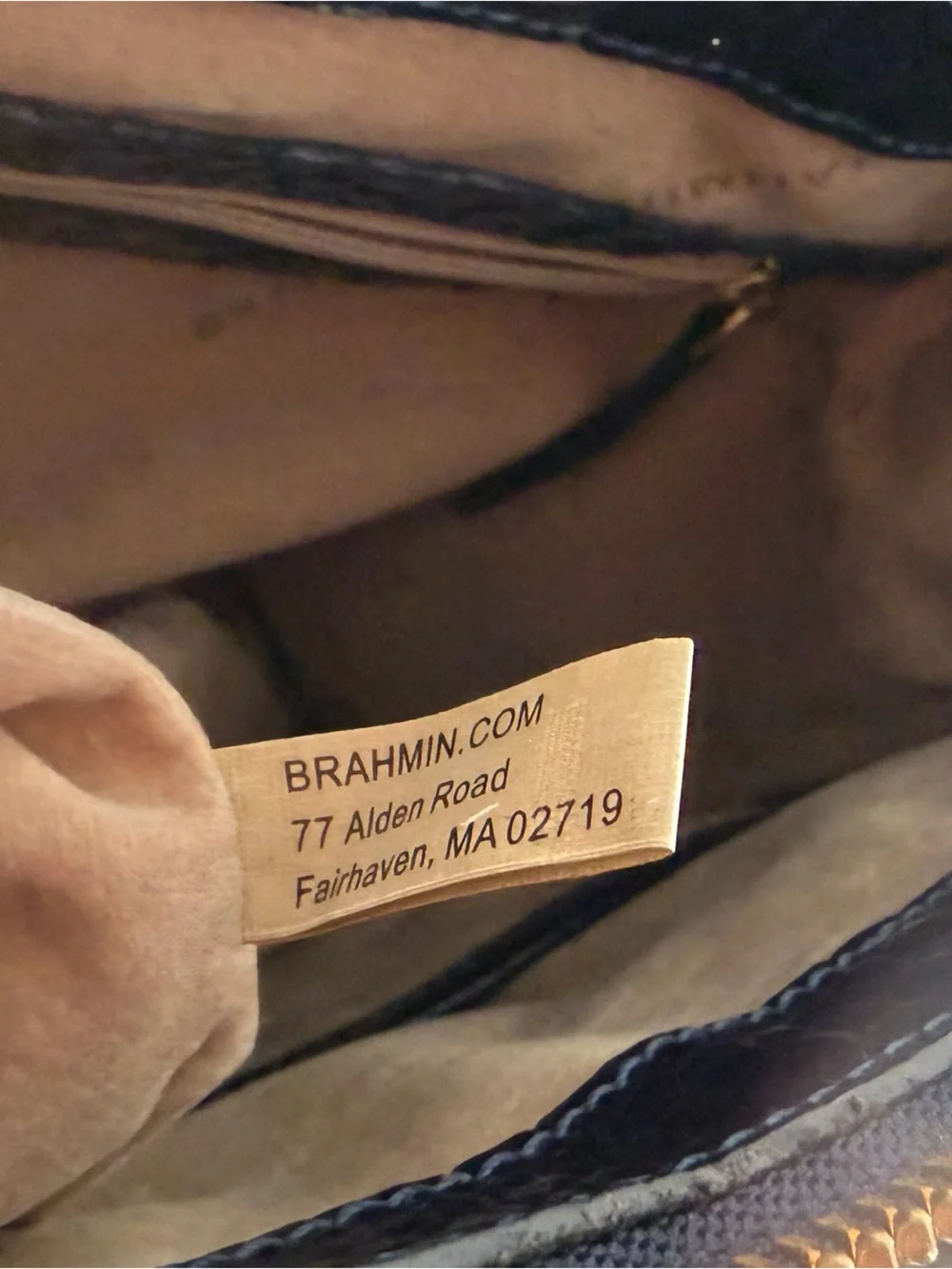 Brahmin Croc-Embossed Patent Satchel - Navy